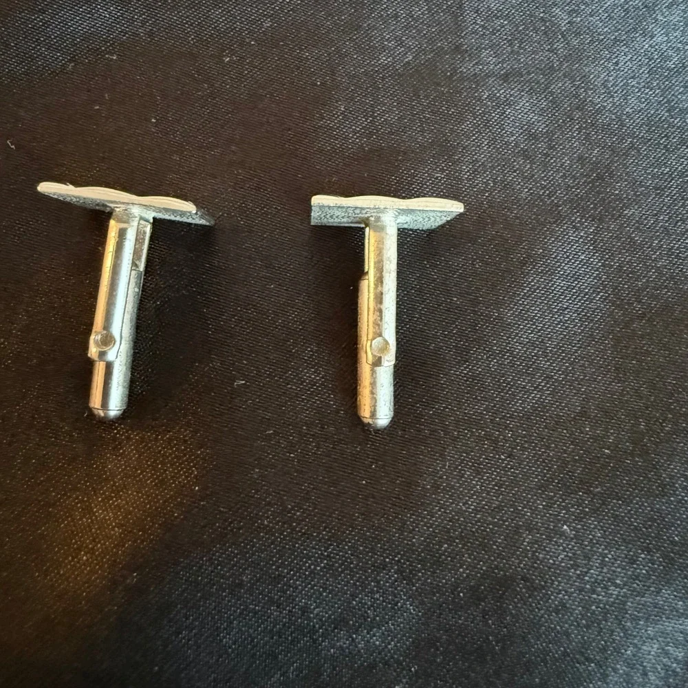 Vintage Square Geometric Cufflinks Silver Tone Mid Century‎ Men's Jewelry